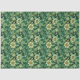 Papel De Seda Padrão Floral Vinhas Verde Esmeralda Decoupage