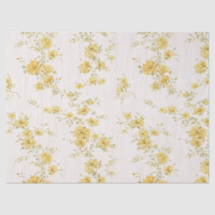 Papel De Seda Padrão Floral Vintage Amarelo Dourado Delicado