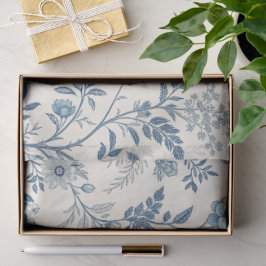 Papel De Seda Padrão Floral Vintage Azul