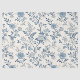 Papel De Seda Padrão Floral Vintage Azul