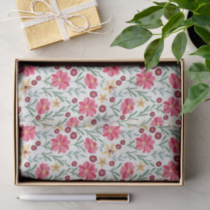 Papel De Seda Padrão floral vintage rosa e amarelo bonito