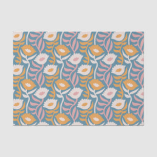 Papel De Seda Padrão Floral Vintage Wavy Retro Groovy Pastel