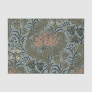 Papel De Seda Padrão Floral Vitoriano Antigo Terracota Sage