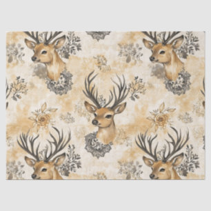 Papel De Seda Padrão Florestal de Corça e Floral Vintage (8)