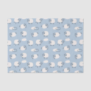 Papel De Seda Padrão Fluffy Pastel Blue Lamb
