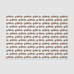Papel De Seda Padrão Fofo de Corações e Setas Ilustrados