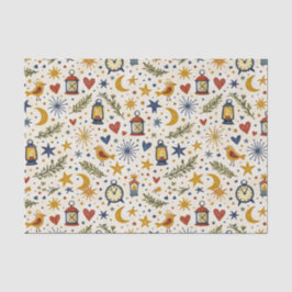 Papel De Seda Padrão Folclórico Lanterna Estrelada