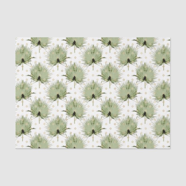 Papel De Seda Padrão Folha Verde 13 (Frente )