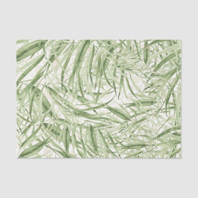 Papel De Seda Padrão Folha Verde 16 (Frente )