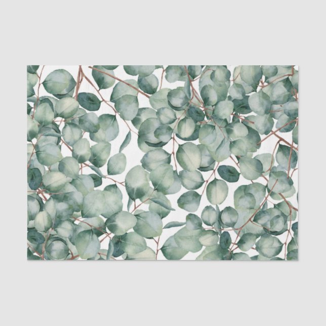 Papel De Seda Padrão Folha Verde 20 (Frente )