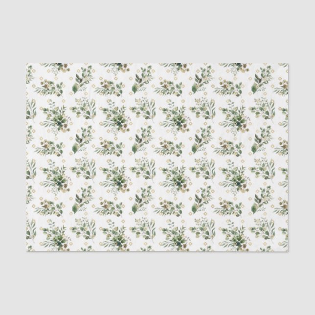Papel De Seda Padrão Folha Verde 23 (Frente )