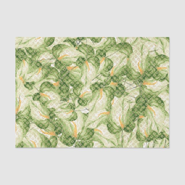 Papel De Seda Padrão Folha Verde 6 (Frente )