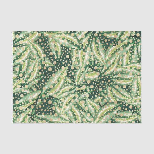Papel De Seda Padrão Folha Verde 8 (Frente )
