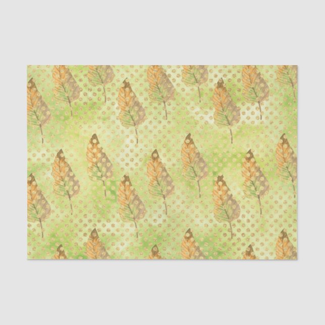 Papel De Seda Padrão Folha Verde 9 (Frente )