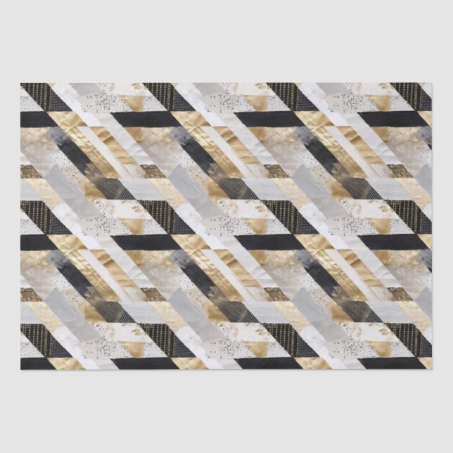 Papel De Seda Padrão Geométrico Abstrato de Colagem Diagonal (Frente )