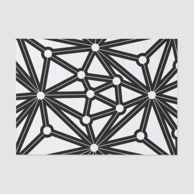 Papel De Seda Padrão geométrico abstrato - preto e branco. (Frente )
