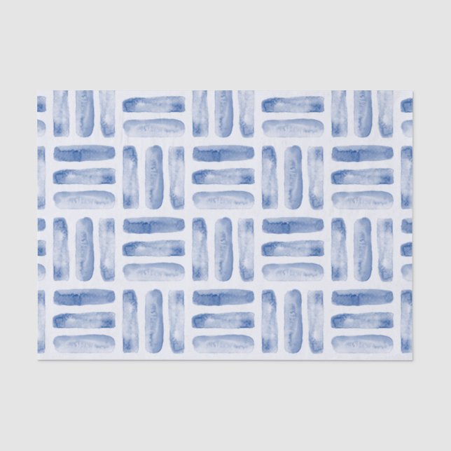 Papel De Seda padrão geométrico azul (Frente )