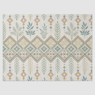 Papel De Seda Padrão Geométrico Botânico de Arte Folclórica