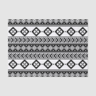 Papel De Seda Padrão Geométrico Branco Negro Tribal Aztec Boho