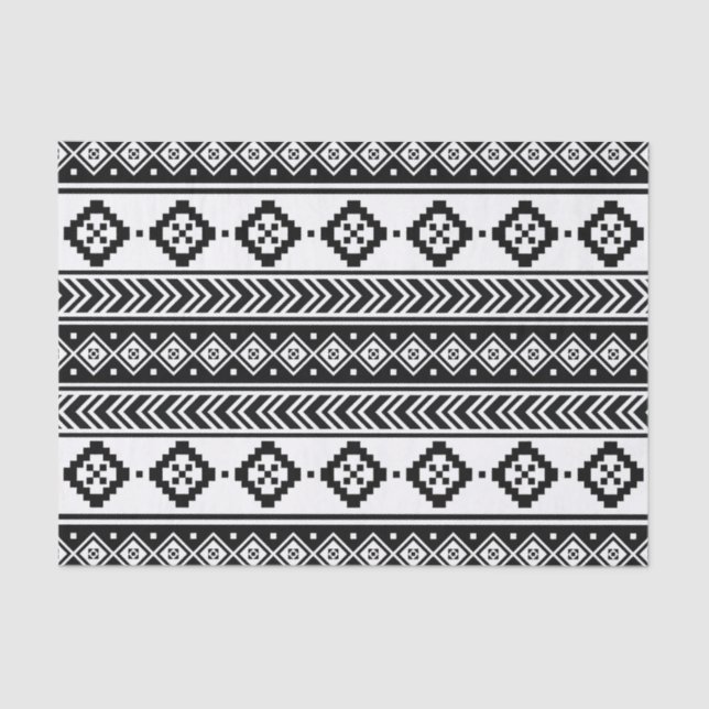 Papel De Seda Padrão Geométrico Branco Negro Tribal Aztec Boho (Frente )