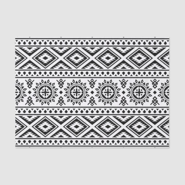 Papel De Seda Padrão Geométrico Branco Negro Tribal Aztec Boho (Frente )