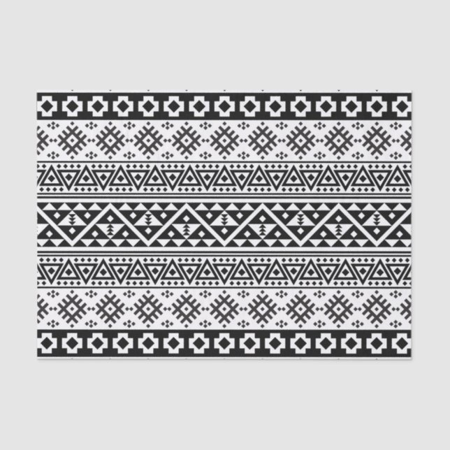 Papel De Seda Padrão Geométrico Branco Negro Tribal Aztec Boho (Frente )