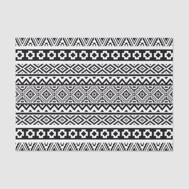 Papel De Seda Padrão Geométrico Branco Negro Tribal Aztec Boho (Frente )