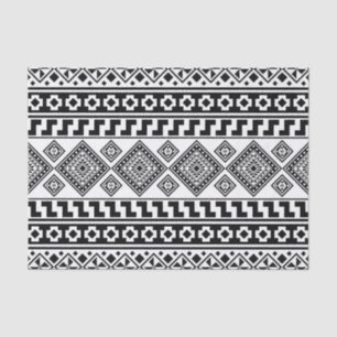 Papel De Seda Padrão Geométrico Branco Negro Tribal Aztec Boho