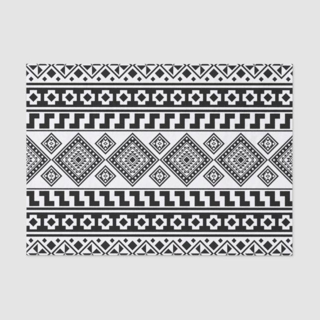 Papel De Seda Padrão Geométrico Branco Negro Tribal Aztec Boho (Frente )