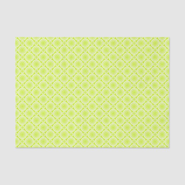 Papel De Seda Padrão Geométrico Chartreuse e Branco (Frente )