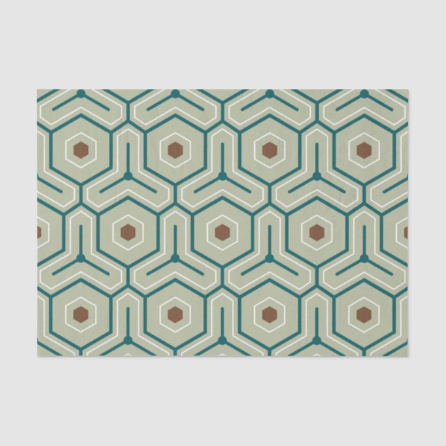 Papel De Seda Padrão geométrico com hexágonos interligados (Frente )