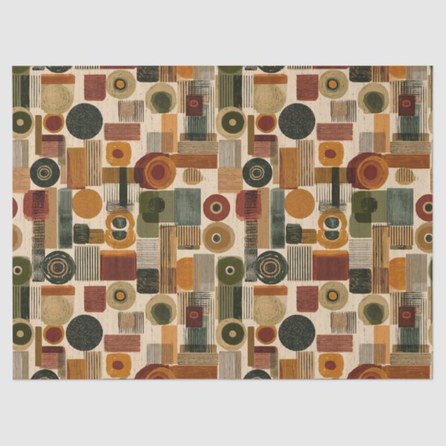 Papel De Seda Padrão Geométrico Dark Mid Century (2) (Frente )