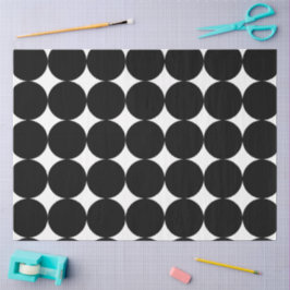 Papel De Seda Padrão Geométrico de Círculo Retro Preto e Branco
