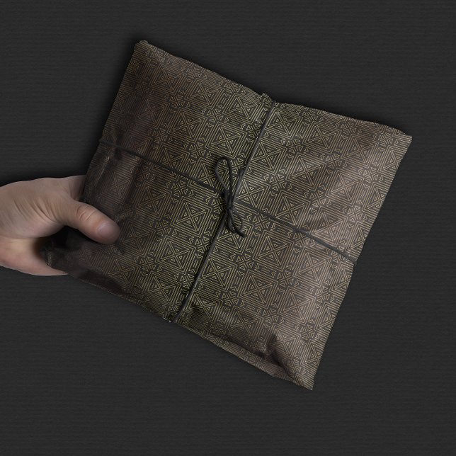 Papel De Seda Padrão Geométrico de Deco | Dourado negro (Criador carregado)