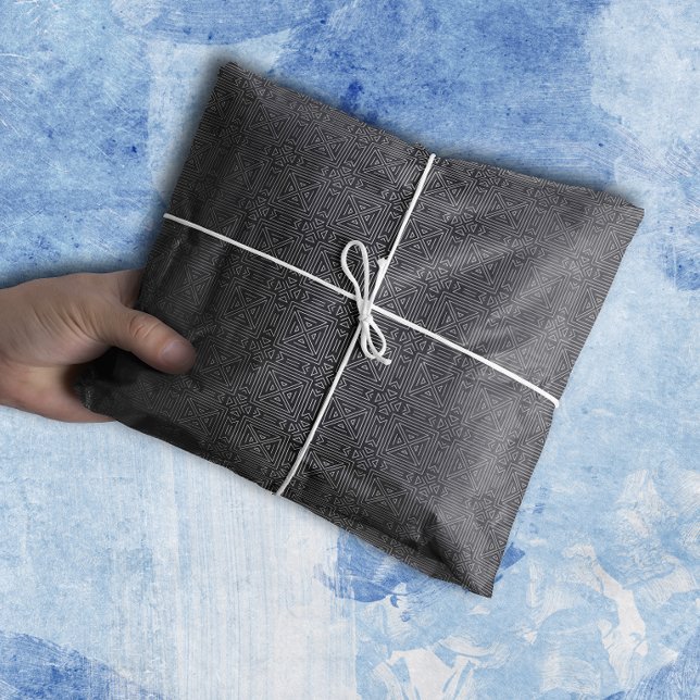 Papel De Seda Padrão Geométrico de Deco | Prata Azul Marinho (Criador carregado)