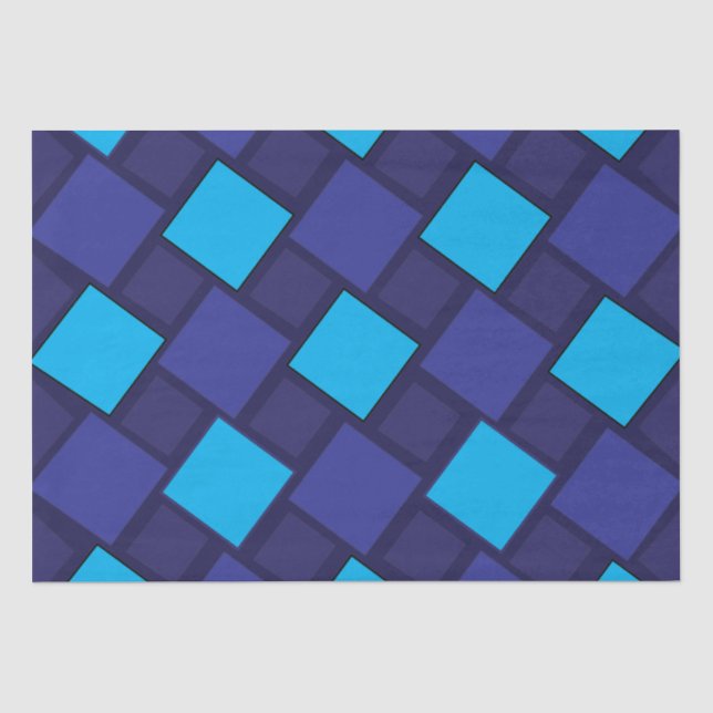 Papel De Seda Padrão Geométrico de Diamante Azul  (Frente )