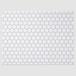 Papel De Seda Padrão Geométrico De Honeycomb Branco E Cinza
