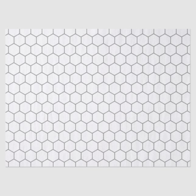 Papel De Seda Padrão Geométrico De Honeycomb Branco E Cinza (Frente )