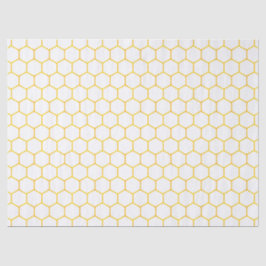 Papel De Seda Padrão Geométrico de Honeycomb Branco e Dourado