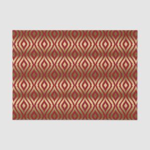 Papel De Seda Padrão Geométrico de Quatrefoil Dourado Burgundy e