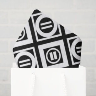 Papel De Seda Padrão Geométrico de Sinal Branco Igual em Preto