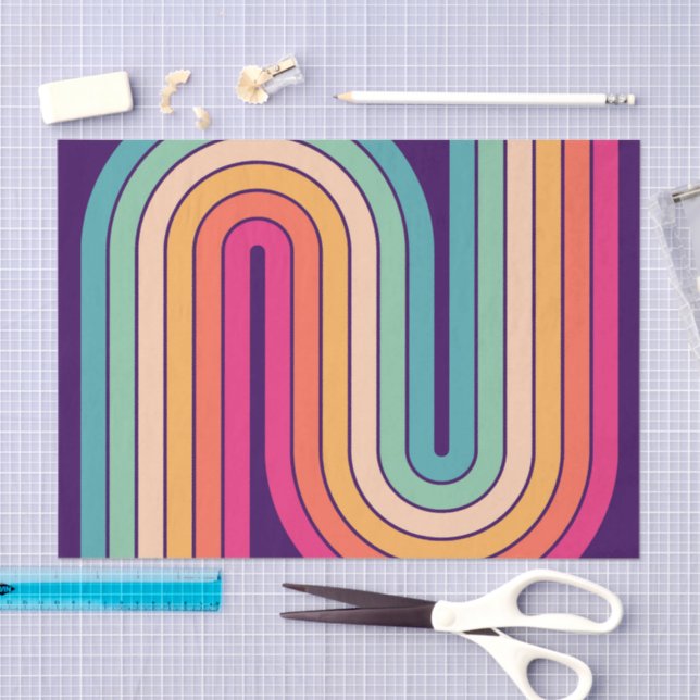 Papel De Seda Padrão Geométrico de Stripes com Estilo Retroativo (Arte )