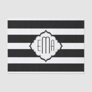 Papel De Seda Padrão Geométrico de Stripes Pretas e Brancas