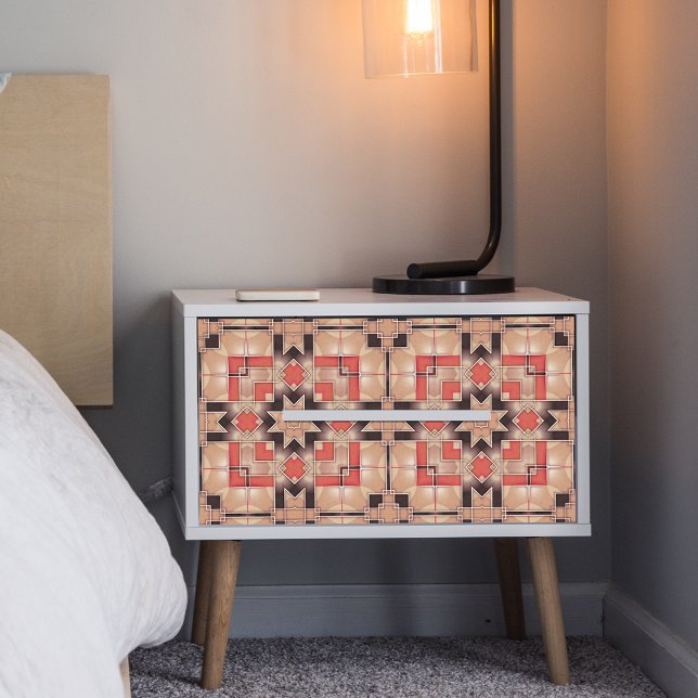 Papel De Seda Padrão Geométrico do Legal Vermelho Cream Brown (Criador carregado)