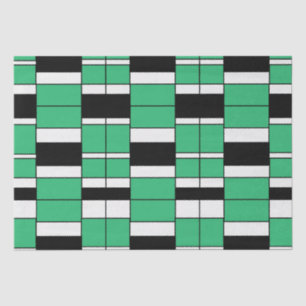 Papel De Seda Padrão Geométrico do Meio século Verde Preto