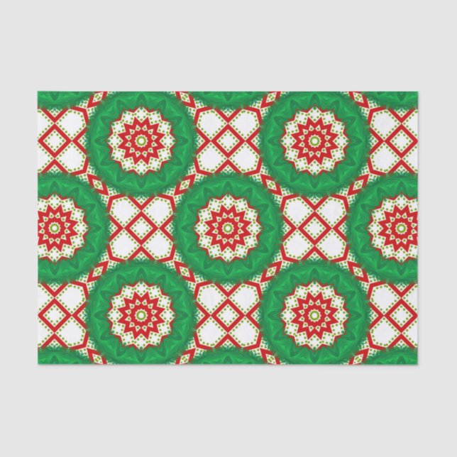 Papel De Seda Padrão Geométrico do Mosaico de Natal clássico saz (Frente )