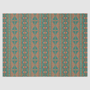 Papel De Seda Padrão Geométrico do Teal de Cobre do Sudoeste