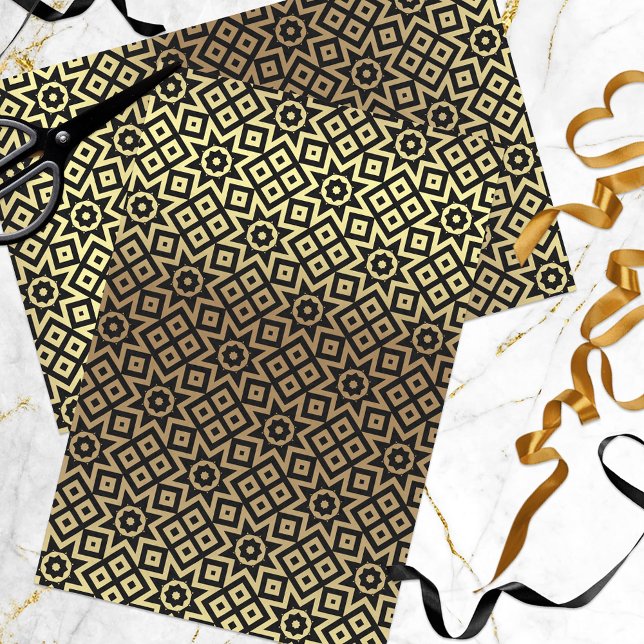 Papel De Seda Padrão Geométrico Dourado E Negro Do Mosaico Marro (Criador carregado)
