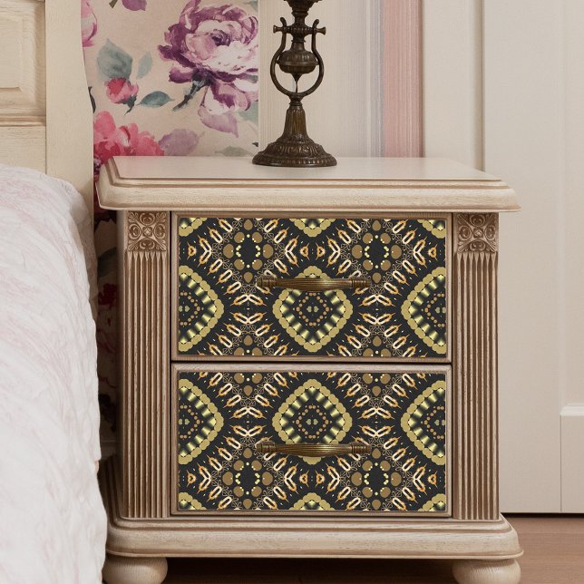 Papel De Seda Padrão Geométrico Dourado Luxurioso e Mosaico Negr (Criador carregado)