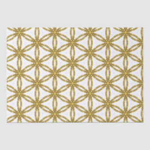 Papel De Seda Padrão Geométrico Elegante em Dourado e Branco